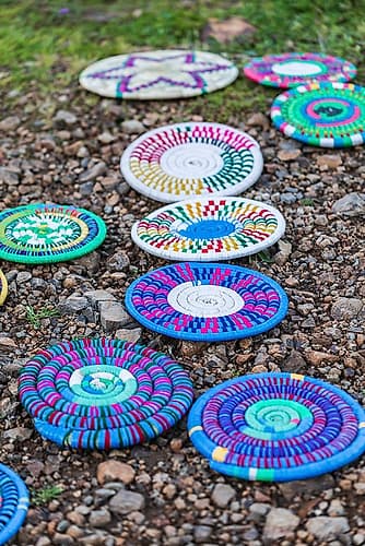 Ethiopia. North Gondar. Simien Mountains National Park. Hand crafted woven baskets for sale. Art Print